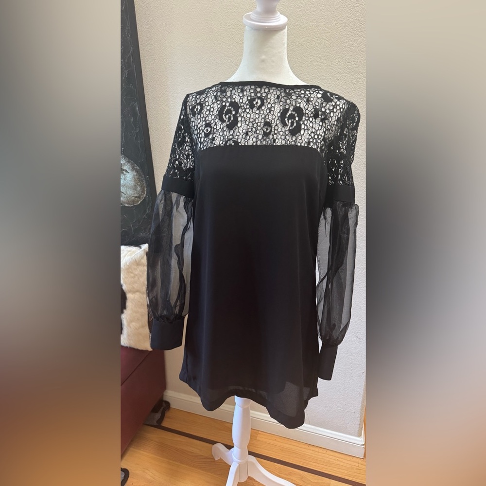 Nasty Gal Black Bateau Bishop Sleeve Cocktail Dress